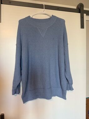 aerie Light Blue Scoop Neck Oversized Sweater